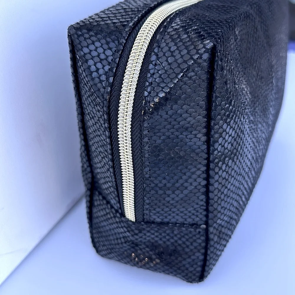 TARTE fierce & feisty makeup bag black with gold hardware NWT